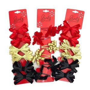 Kohl’s Girls Christmas Accessories Lot Velvet Curls Satin Bows Hair Clips Ties
